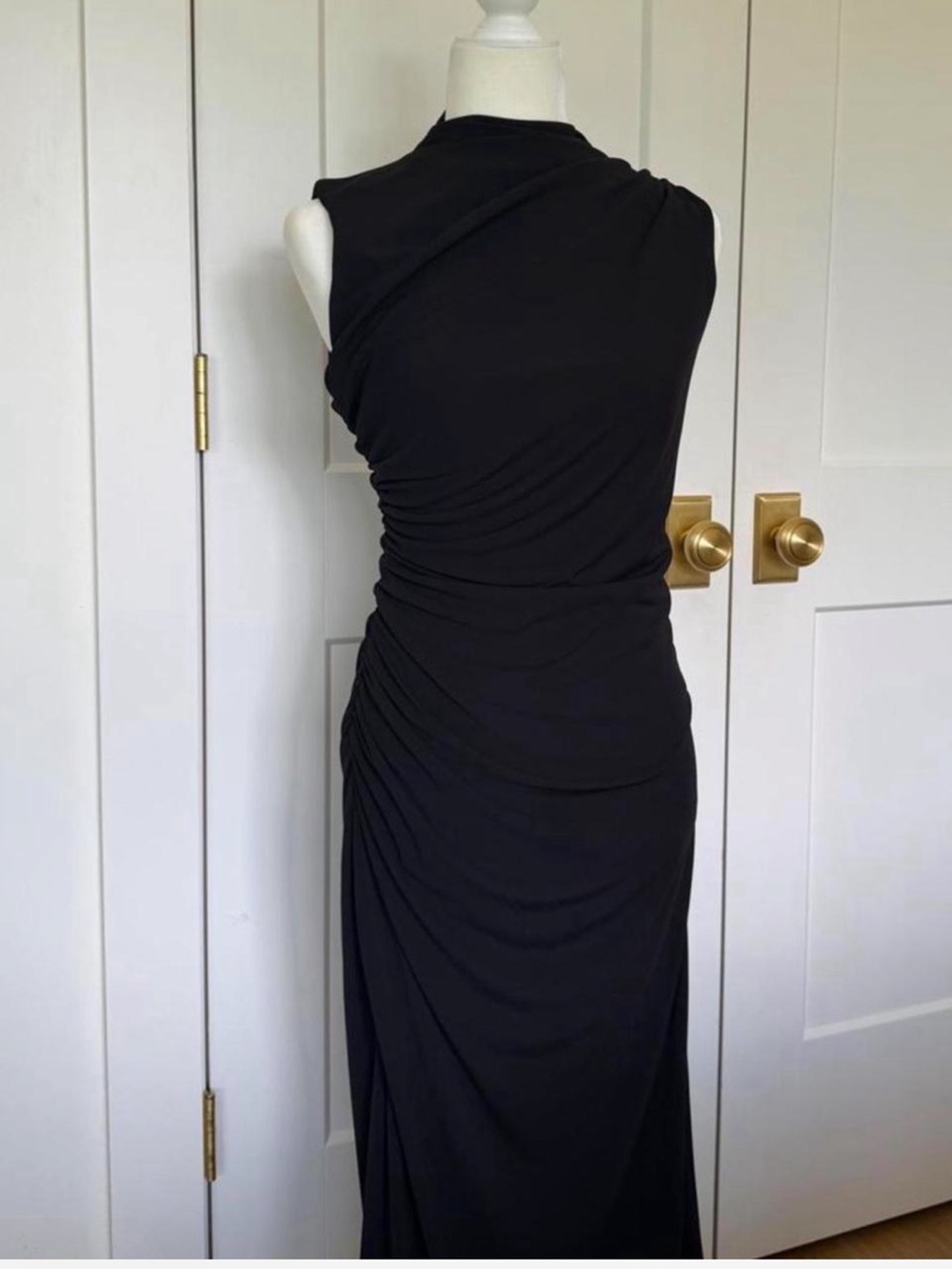 Zara black draped midi dress size small